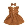 thumbnail image 7 of Kiapeise Toddler Girls Velvet Ruffle Sleeveless Dress+Bowknot Hairpin Set, 7 of 7