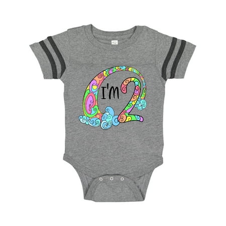 

Inktastic I m 2 Second Birthday Rainbow Swirls Gift Baby Boy or Baby Girl Bodysuit