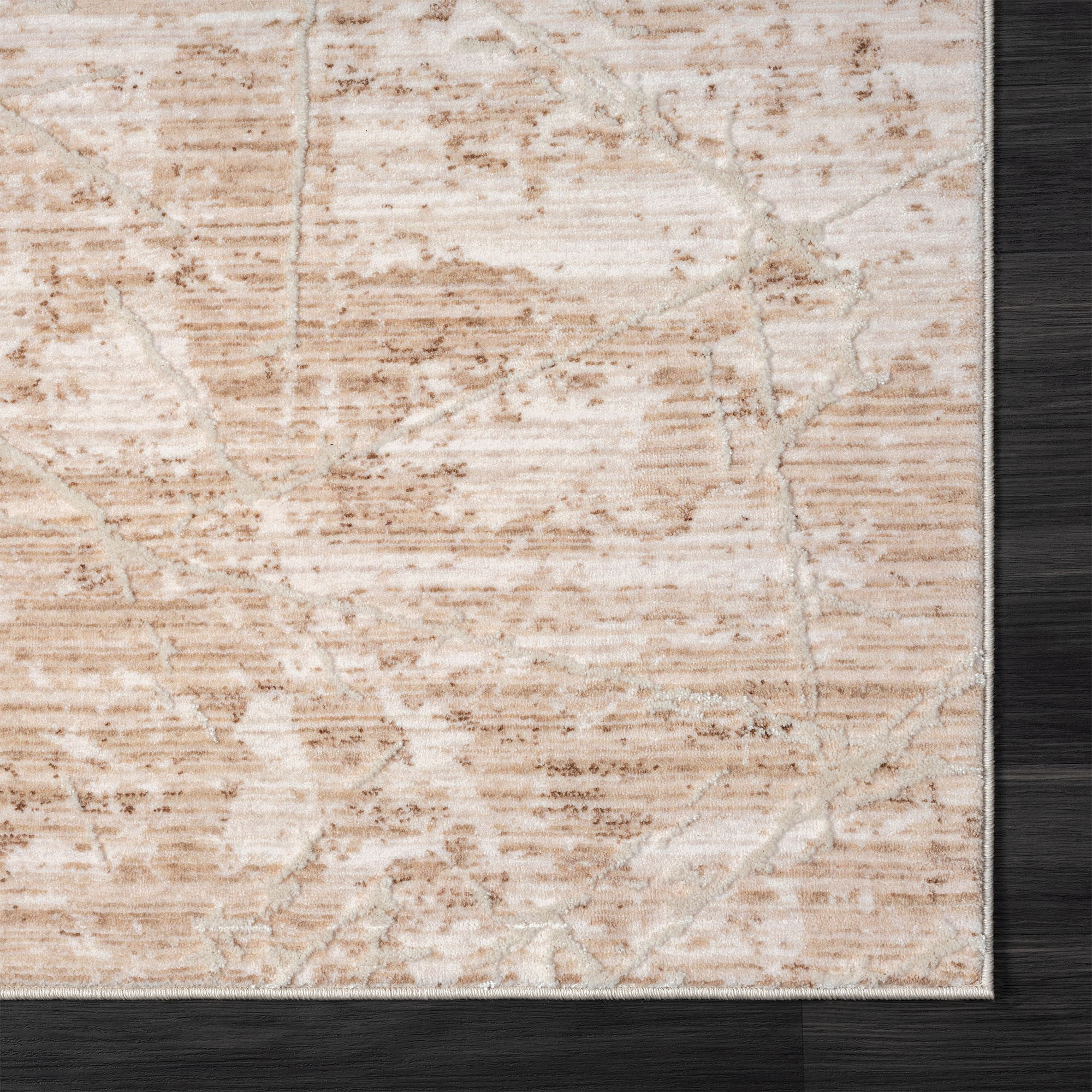 Laddha Home Designs 4' x 6' Loomed Abstract Striped Rectangular Area Throw Rug - Beige and Cream