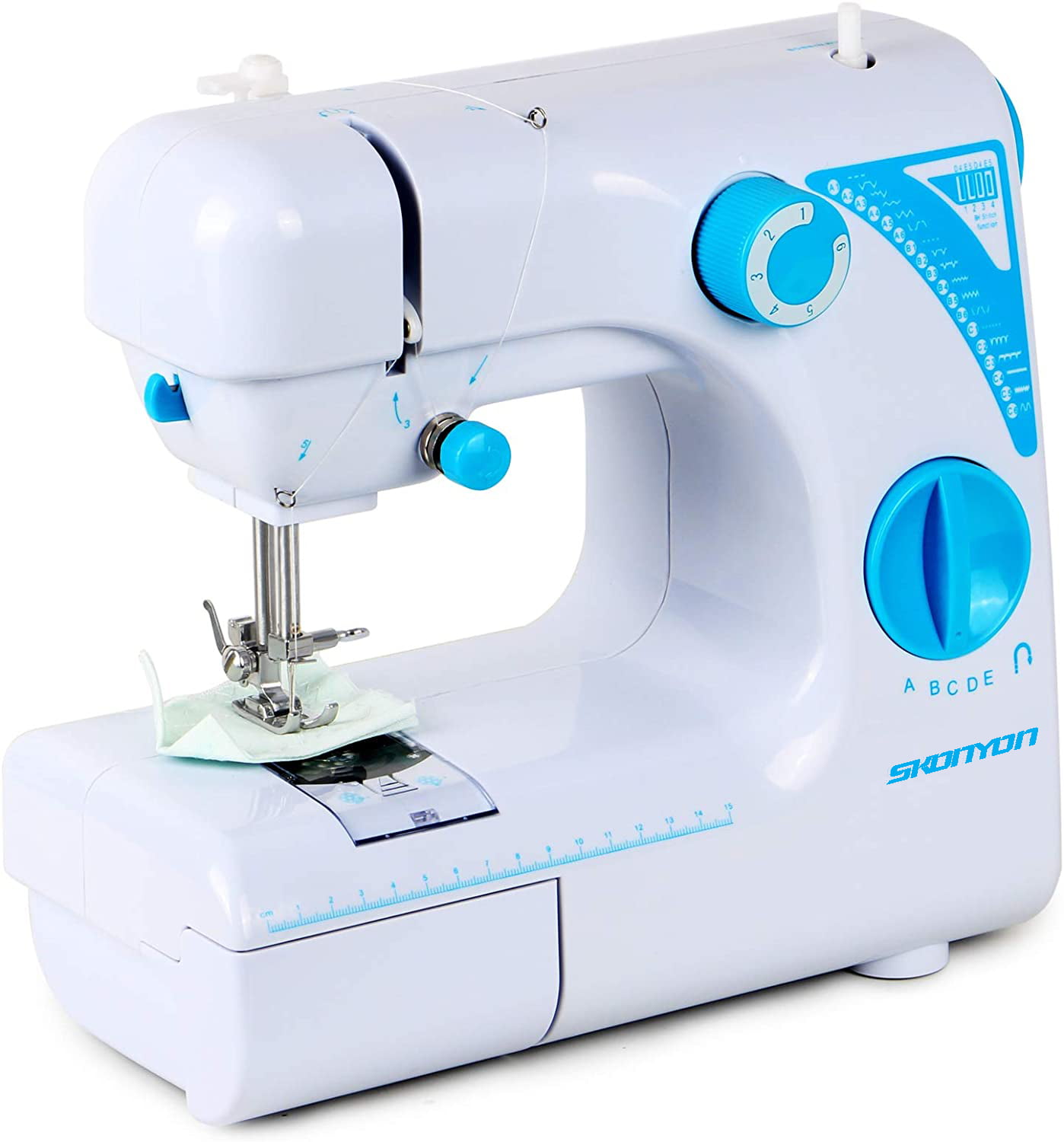 Mini Sewing Machine for Thick & Multiple Layers Fabrics Blue Foot Pedal Operation 2 Speed Embroidery Stitching Heavy Duty Quilting Machine Easy to Use with Extension Table