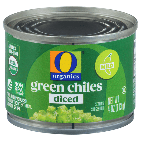 O O Organic Diced Green Chiles Mild USDA Organic Keto-Friendly 4 Ounce