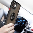 thumbnail image 3 of For iPhone 11 Transparent Slim Matte Colored Frame Shockproof Hybrid Ring Stand Magnet Car Mount Case Cover Black, 3 of 8
