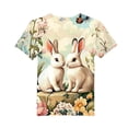 thumbnail image 5 of ZVAVZ Easter Shirts for Girls Crew Neck Cute Summer Tops Short Sleeve Bunny Print Graphic Tee Blouses Holiday Clothes Khaki,3 Years, 5 of 6
