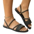 thumbnail image 4 of Xdegoge Women's Flat Sandals Ankle Strap Gladiator Criss Cross Open Toe Summer Slide Shoes Casual Daily Walking Beach Vacation Cozy Footwear, 4 of 9