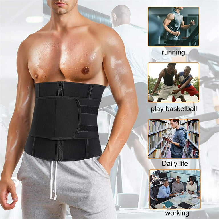Junlan Neoprene Waist Trainer Belt for Men Tummy Control Waist Trimmer for  Weight loss Slimming Body Shaper for Sport Workout(Black, S)