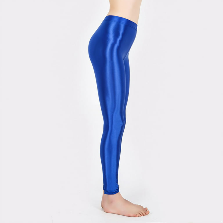 YONGHS Women's Metallic Yoga Pants High Shiny Oil Sports Leggings Tights