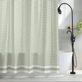 thumbnail image 2 of Green Stripe Fabric Shower Curtain Stripe Sage Green Washable Shower Curtains for Bathroom, Waterproof Bath Curtain with Hooks Home Decor 72x72in, 2 of 8