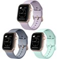 thumbnail image 1 of 3 Pack Compatible with Apple Watch Bands 45mm 44mm 42mm, Soft Silicone Replacement Strap with Classic Clasp for iWatch Series SE 7 6 5 4 3 2 1 for Wom, 1 of 5