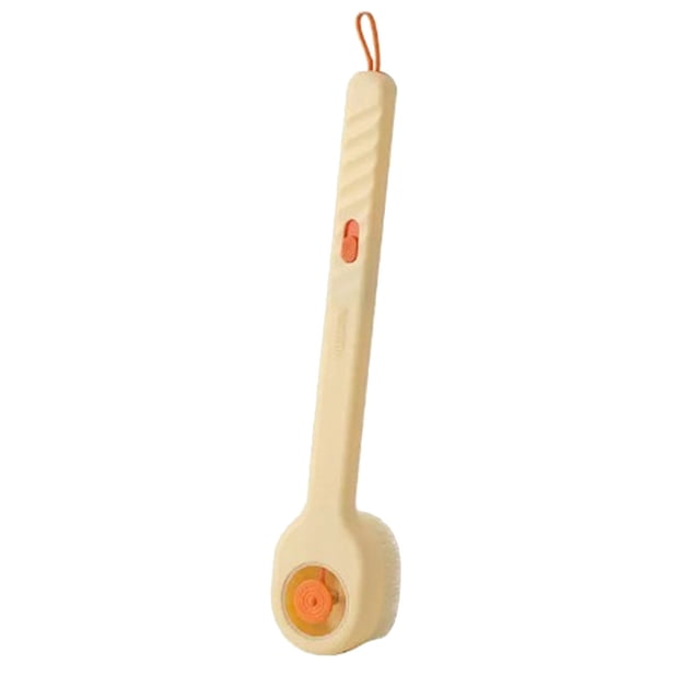 Vrorvz Long Handle Shower Brush for Back and Body with Liquid Dispensing Button Easy to Use for Exfoliating Skin Gentle Massage Effect Soft Bristles for All Skin Types