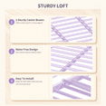 thumbnail image 3 of Zimtown Queen Size Loft Bed with Reversible Ladder, Metal Bed Frame for Adults, Guardrails, Space-Saving, Purple, 3 of 7
