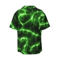 thumbnail image 2 of KLL Green Lightning Print Men's Shirt Short Sleeve Button Down Summer Cuba Beach Shirts- Small, 2 of 7