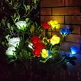 thumbnail image 4 of Outdoor Solar Garden Flower Lights with 5 Rose Flowers, Upgraded LED Solar Powered Light with Stake, Waterproof Solar Decorative Lights for Pathway Patio Courtyard Garden Lawn, 4 of 6