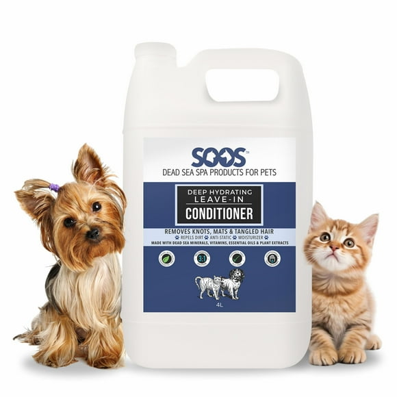 Soos Pets Deep Hydrating Leave-in Conditioner for Dogs and Cats | Natural Dead Sea Minerals & Vitamins | Skin Moisturizer, Polish Deeply, Enhance Coat Shine & Softness - 4L