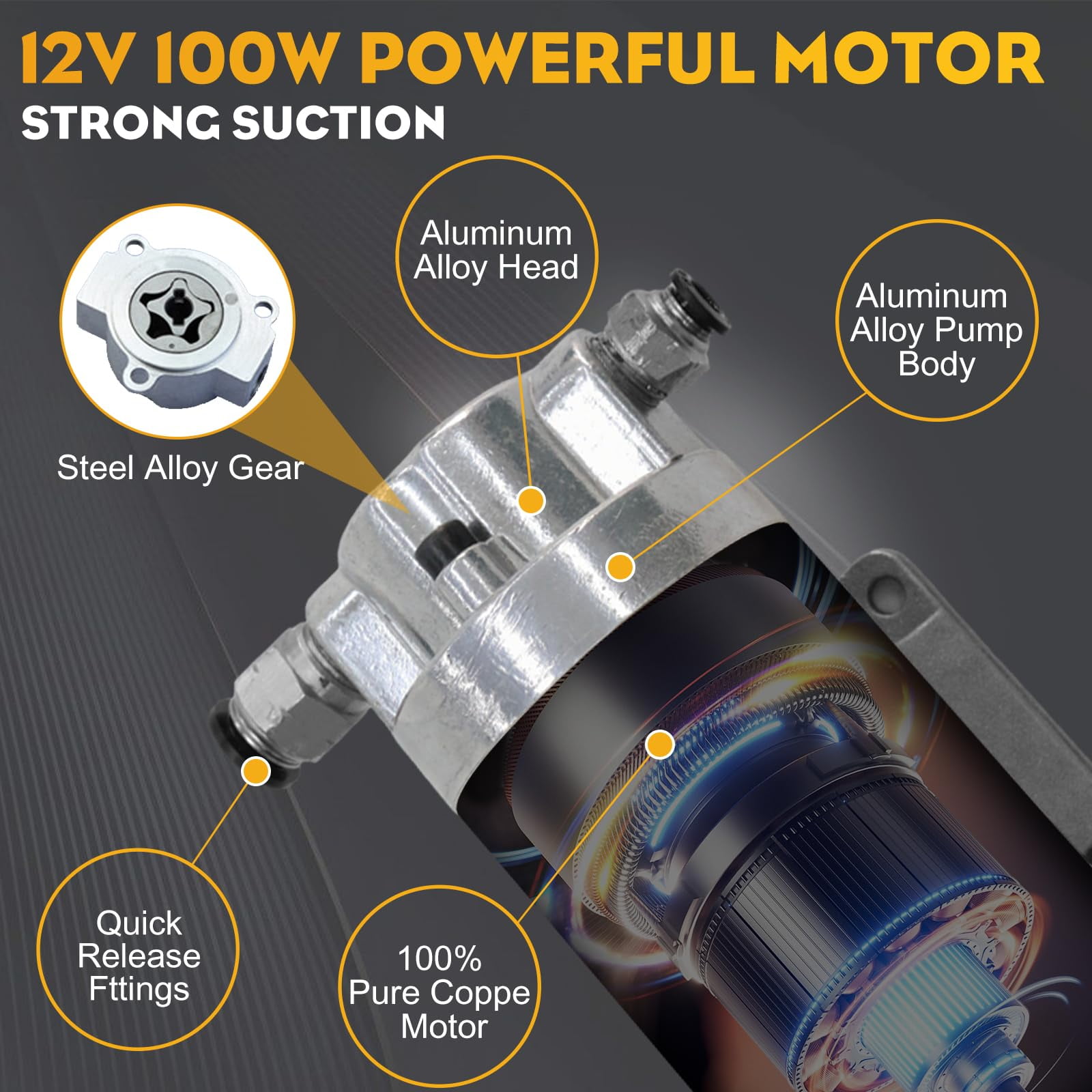 Steauty ​ 12V 100W Electric Oil Transfer Pump, Portable Fluid Extractor for Car Truck Motorcycle Boat