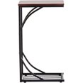 thumbnail image 4 of C Shaped End Table Sofa Side Table for Living Room, Couch Small Coffee Tray Snack Table Slide Under Sofa with Elegant Leaf Design, Bronze Metal Frame and Wooden Tabletop, Brown & Golden, 4 of 18
