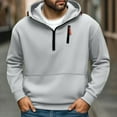 thumbnail image 2 of Dagegui 1/4 Zip Up Hoodies for Men Long Sleeve Hooded Top Fleece Lined Pullover Casual Loose Fit Sweatshirt with Pocket Gray M, 2 of 7