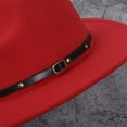 thumbnail image 4 of Women's Felt Panama Hats Classic Wide Brim Fedora with Belt Buckle Retro Floppy Panama Hat, 4 of 7