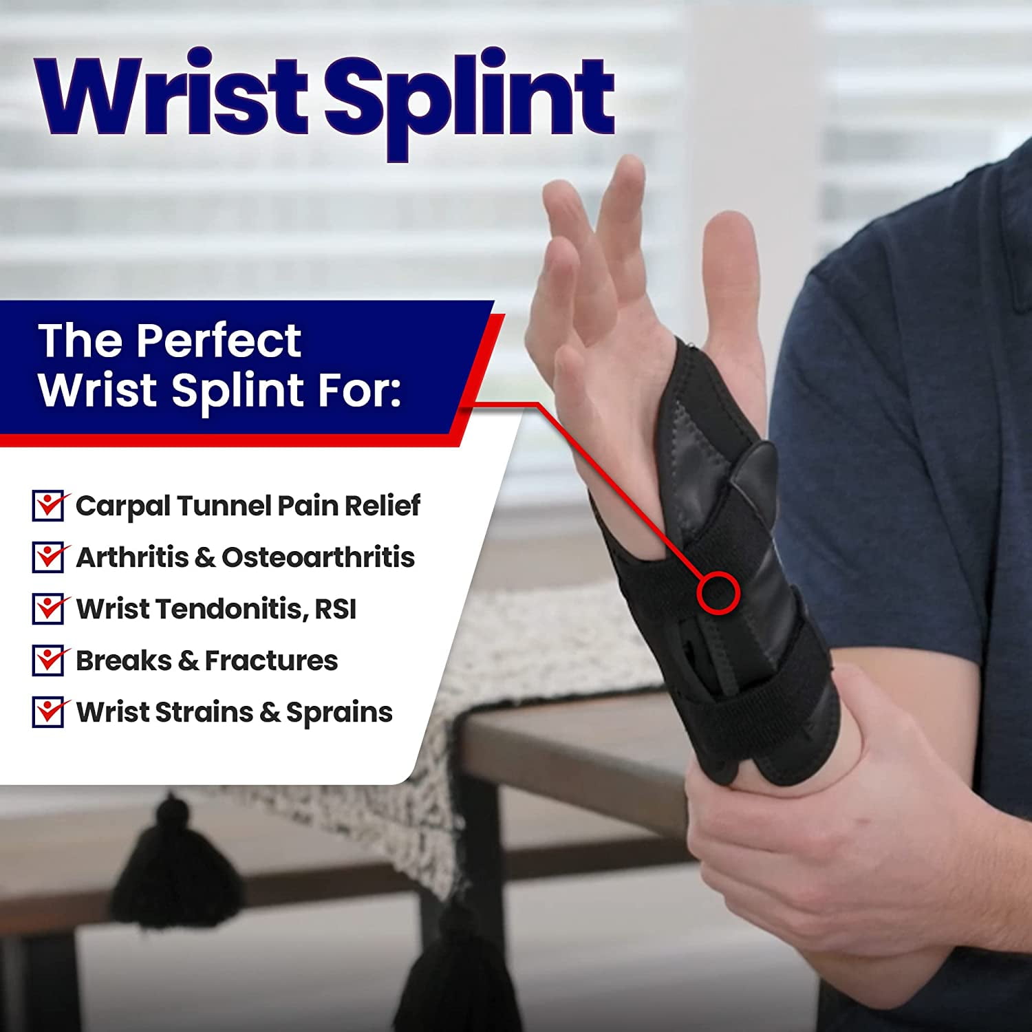 Carpal Tunnel Wrist Brace Night Support Splint Arm Stabilizer