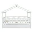 thumbnail image 3 of Bellemave Full Size House Bed with Trundle Playhouse Platform Bed Wooden House-shaped Bed Frame with Fence Guardrail and Roof Tent Beds  (White, Full Size), 3 of 9