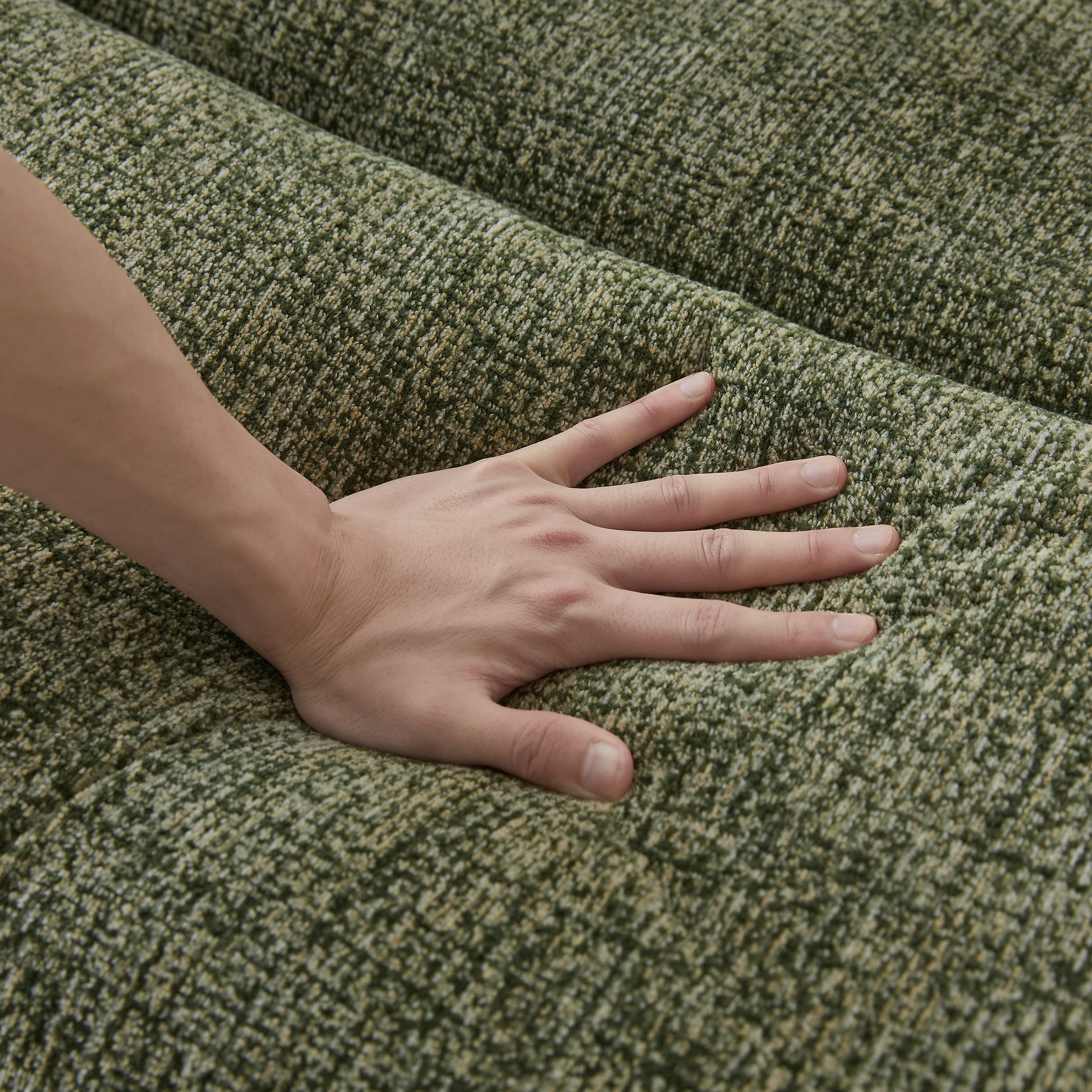 MAYEERTY Oversized 3 Seater Compressible Chenille Sectional Sofa, Modern & Space-Saving for Living Room, 107*41*27"Green
