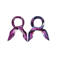 thumbnail image 1 of Unique Bargains 2 Pcs Foulards Carrés en Satin à Rayures 50cm pour Femmes Violet&Multicolore, 1 of 5