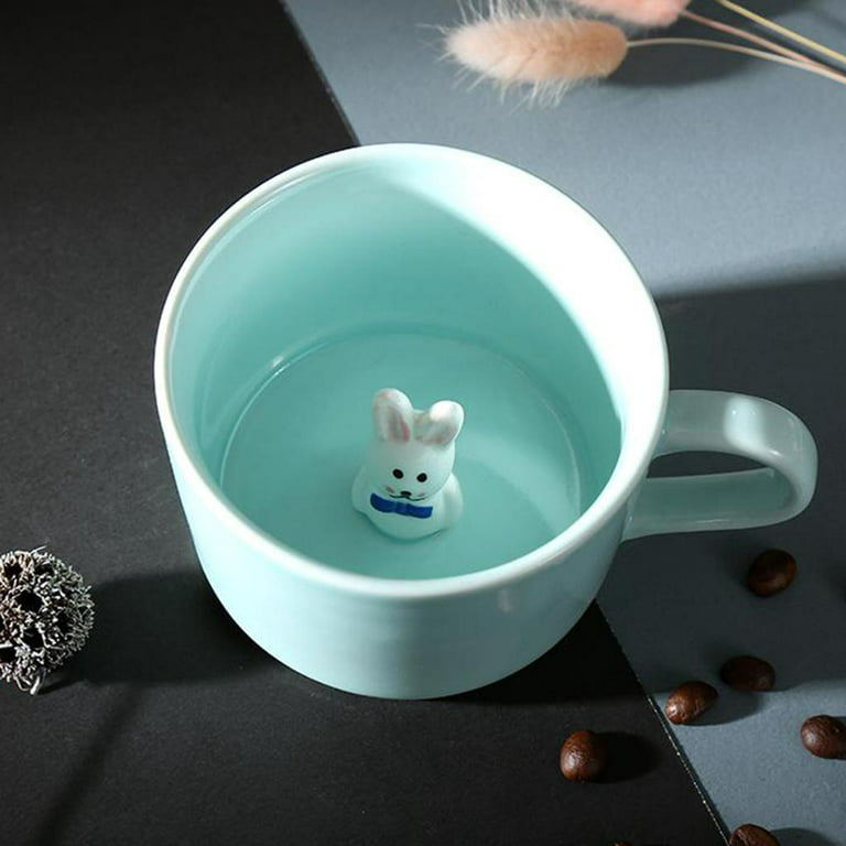 3D Coffee Mug Animal Inside 7 ,Cute Cartoon Handmade Ceramics Cup,Christmas  Birthday Surprise for ,Best Office Cups Bunny 