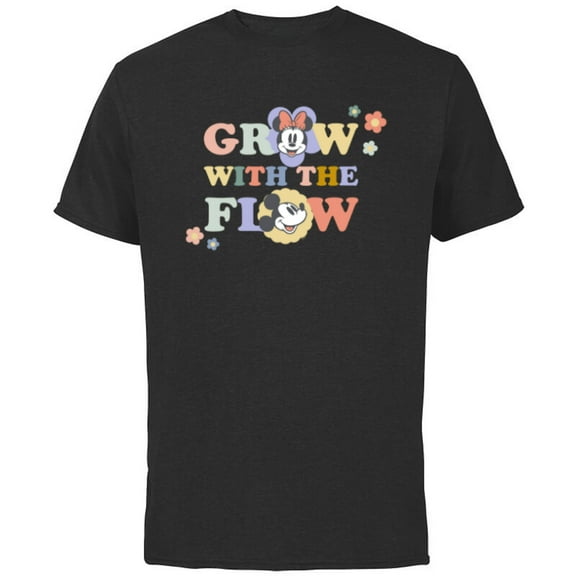 Disney Minnie and Mickey Mouse Grow with the Flow Springtime - Short Sleeve Cotton T-Shirt for Adults - Customized-Black
