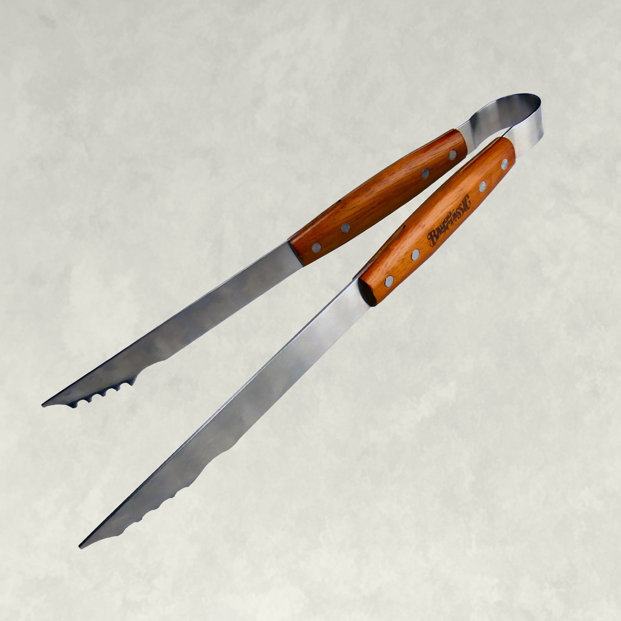 Bayou Classic Stainless Grill Tongs with hardwood handle