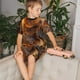thumbnail image 4 of Balery Gold Flame Pattern Wolf Conjunto de Pijama Infantil de Manga Corta con Estampado – Ropa de Dormir de Algodón Suave-Large, 4 of 6