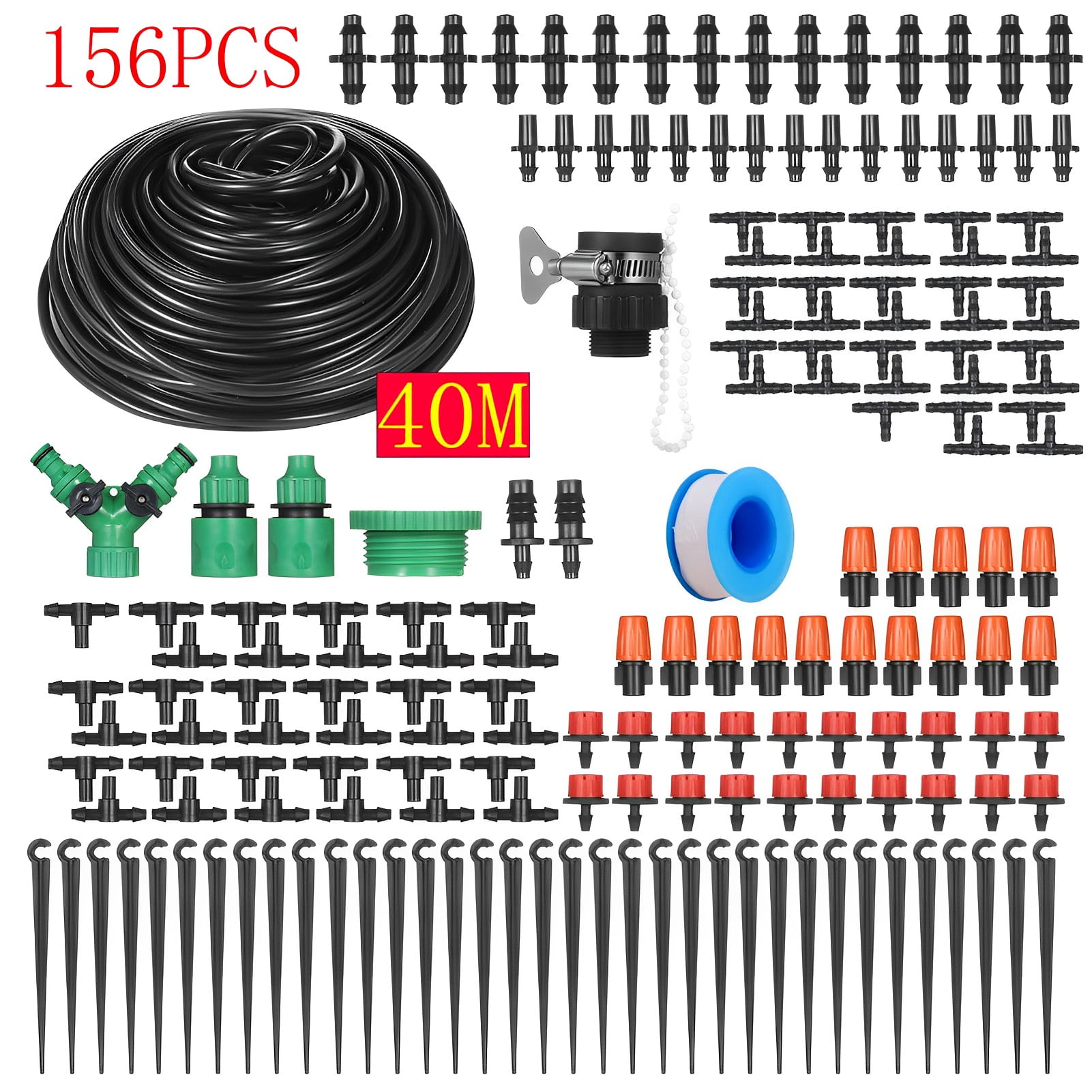 Oyajia 131ft Drip Irrigation Kit for Raised Bed, Garden Watering System