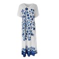 thumbnail image 3 of GDREDA Ladies Spring Summer Loose Casual Floral Ink Print Slit Short Sleeves Long Dress Backless Long Sleeve Dress, 3 of 4