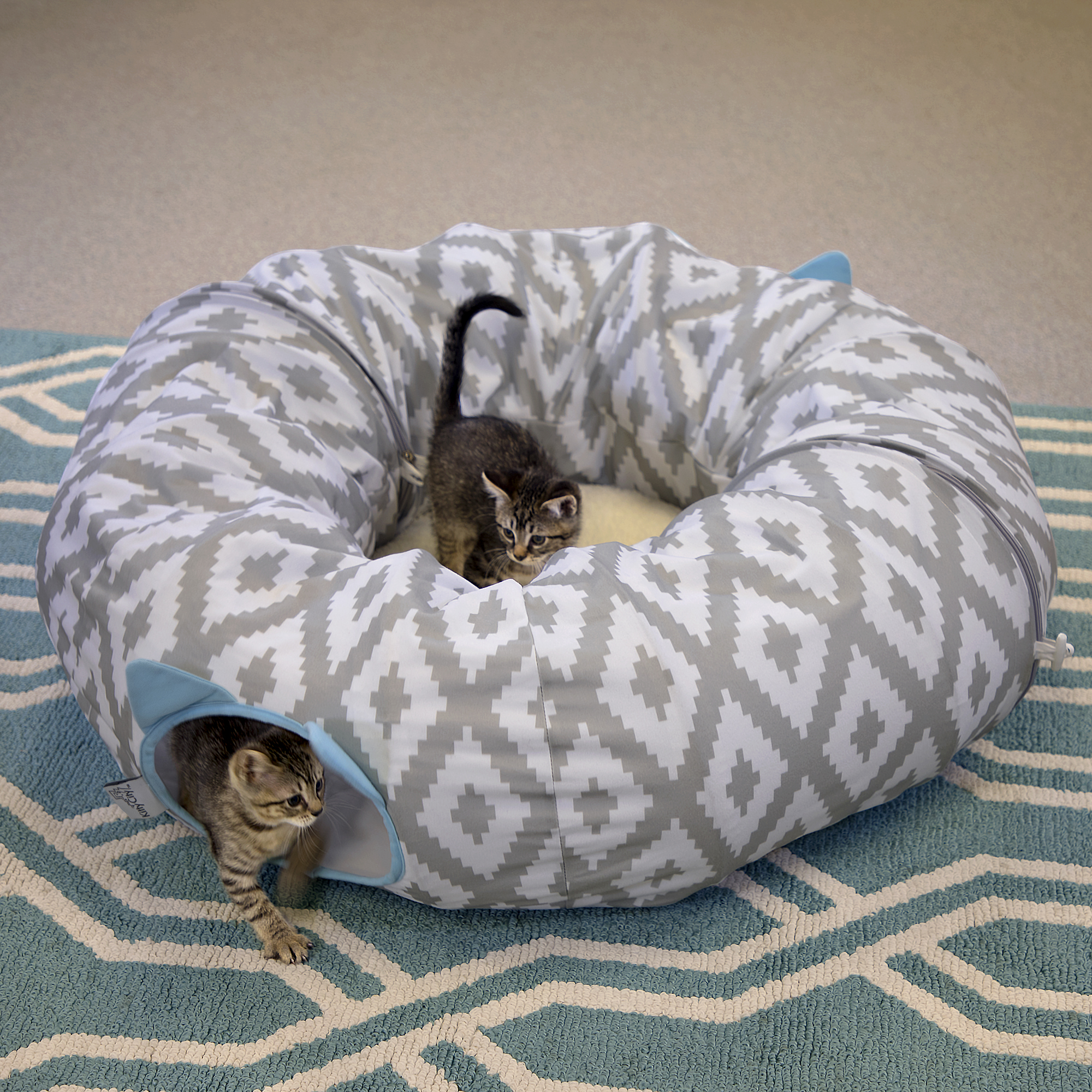 Kitty City Large Cat Tunnel Bed with Toys photo 7
