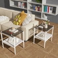 thumbnail image 2 of Tcbosik 2-Tier Tempered Glass End Tables Set of 2, Modern Side Table with Open Shelf, Accent Table with Metal Legs for Living Room, Bedroom, Space Saving, Gray & White, 2 of 8