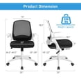 thumbnail image 3 of Giantex Mesh Rolling Office Chair w/Flip-up Armrest, Adjustable Ergonomic Desk Chair, Task Computer Chair w/Lumbar Support, Rocking Backrest, Executive Chair for Home Office, White, 3 of 8