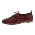 thumbnail image 6 of Women's Lace Up Oxford Dress Shoes Solid Color Patent Leather Slip On Loafers Comfortable Non Slip Walking Shoes Red Size 6, 6 of 9
