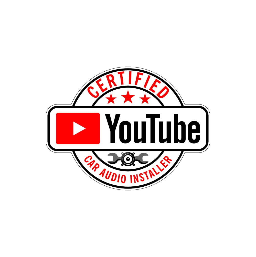 Certified Youtube Car Audio Installer Vinyl Sticker Decal (3.375" x 9") Peel & Stick Funny