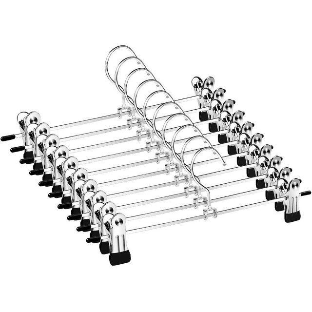 Juego de 10 perchas de metal JAMW Para pantalones con clips antideslizantes Sencillez
