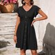thumbnail image 4 of Puntoco Vestido De Manga Corta Elástico Con Cuello En V Y Cintura Con Botones Para Mujer Negro Xl,Regalos Para Mujer Joven, 4 of 9