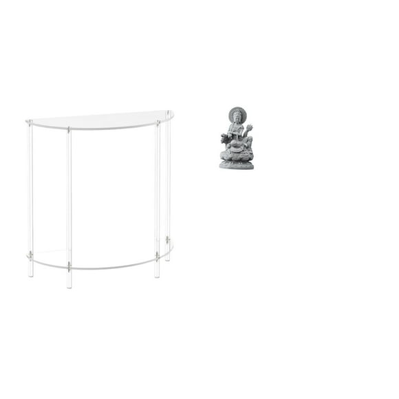 Mesita de noche de acrílico,Mesa auxiliar de acrílico transparente Mesa auxiliar transparente en capas,Mesa pequeña de acrílico,mesita de noche pequeña,compacta,Estatua de Guan Yin,Estatua