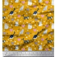 thumbnail image 1 of Soimoi Modal Satin Fabric Heart,Footprint & Cat Animal Printed Fabric 1 Yard 42 Inch Wide, 1 of 1