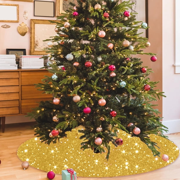 Falda de árbol de Navidad con lentejuelas, redonda, decoración navideña, alfombras para sala de estar, dormitorio, alfombra antideslizante, tapete para árbol de Navidad, tapete brillante para decoraci