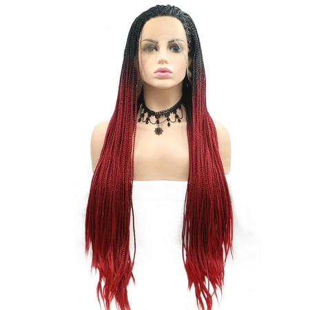 Dolago Lace Front Wigs Micro Braids Free Part Heat Resistant Long Braided Hair Synthetic wigs for (Best Synthetic Hair For Micro Braids)