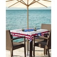 thumbnail image 3 of Outdoor Tablecloth with Umbrella Hole,4th of July USA Flag Truck Stars Stripes Spillproof Waterproof Table Cloth Zippered Table Covers,Wood Grain Fireworks Washable Tablecloths for Picnic/Patio, 3 of 6