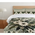 thumbnail image 4 of Ambesonne Sage Duvet Cover Set, Botanical Mellow Chevron Art, Calking, Pale Green Olive Green, 4 of 4
