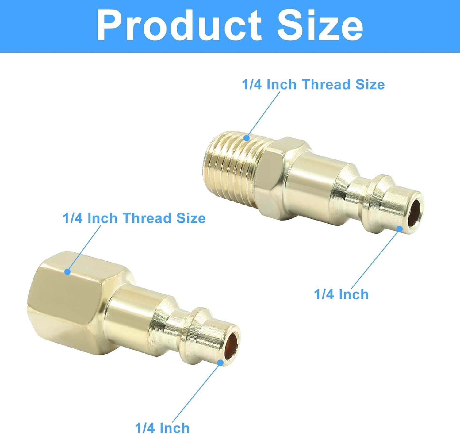 MKEUDQ-10 Pcs 1/4-Inch NPT Male & Female Air Hose Quick Connect Adapter - Air Compressor Fittings - Industrial Type D