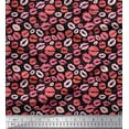 thumbnail image 1 of Soimoi Black Rayon Crepe Fabric Lips Women Fabric Prints By Yard 46 Inch Wide, 1 of 3