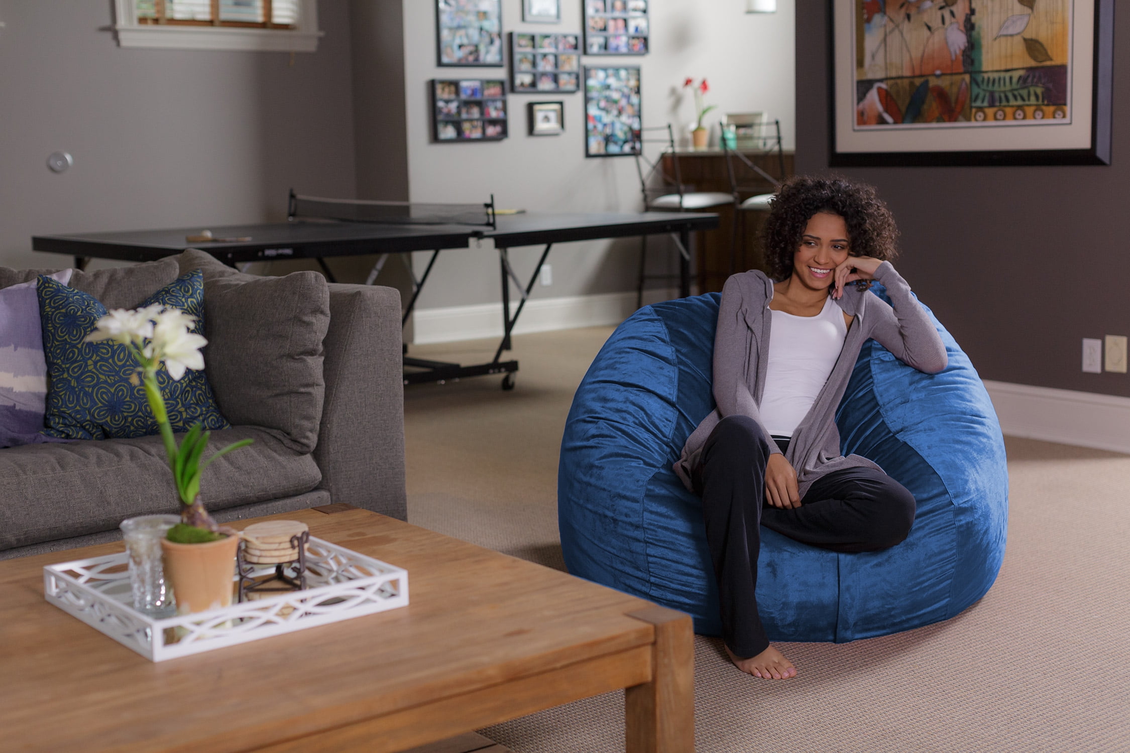 Sofa Sack Bean Bag Chair, Memory Foam Lounger with Microsuede Cover, Kids, Adults, 4 ft, Royal Blue