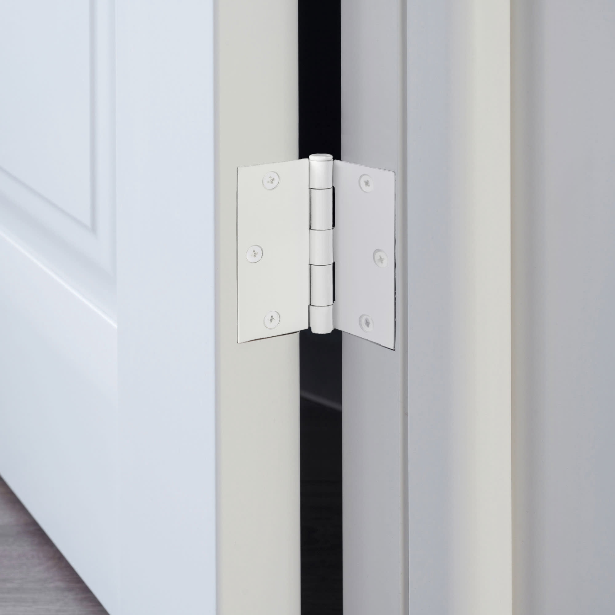 White Steel Plain Bearing Door Hinge with Removable Pin, 3-1/2 x 3-1/2 in. Square Corner, 3-Pack
