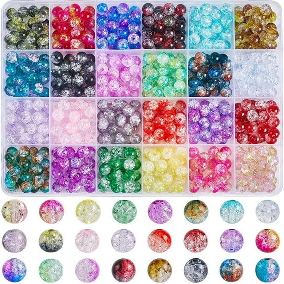 1 Box 600Pcs 24 Colors Acrylic Beads 8mm Glass Beads Multicolor Bubblegum Lampwork Bulk Plastic Round Beads for Jewelry Making Bracelet Necklace Accessories Birthday Multi-color DIY
