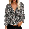 thumbnail image 1 of Guardurnaity Blusa de mujer con cuello en V con cordones en la parte de manga larga casual camisa suelta Prendas para la parte del cuerpo Impreso 2 SG, 1 of 6